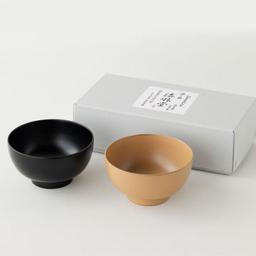 【漆琳堂】一乗椀ペアセット 黒・麻 4寸