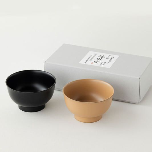 【漆琳堂】朝倉椀ペアセット 黒・麻 4寸