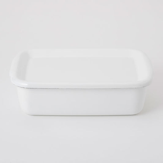 【野田琺瑯】White Series レクタングル深型 L 琺瑯蓋付 ホワイト