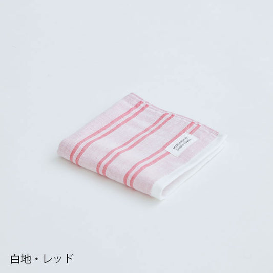 【MARUSHIN by SHINTO TOWEL】シマ　ハンドタオル　白地