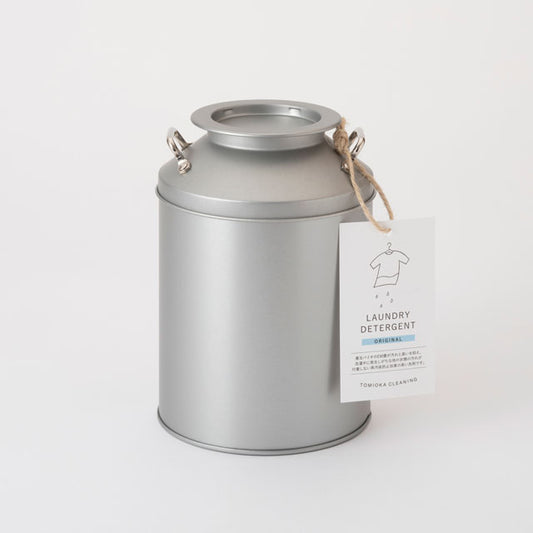 【とみおかクリーニング】洗濯洗剤オリジナル ミルク缶入り 800g