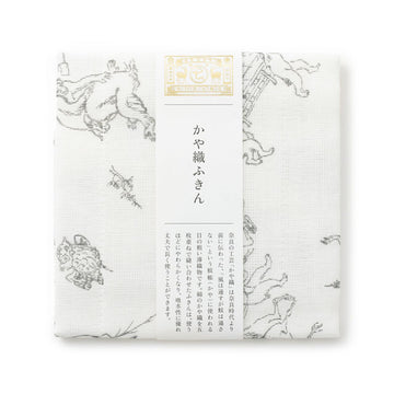 【中川政七商店】かや織ふきん　鳥獣戯画