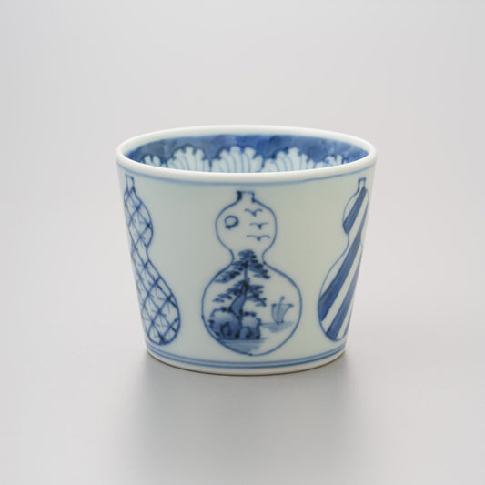 【渓山窯】染付並瓢そば猪口（無病息災）