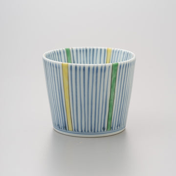 【渓山窯】染錦四色十草そば猪口