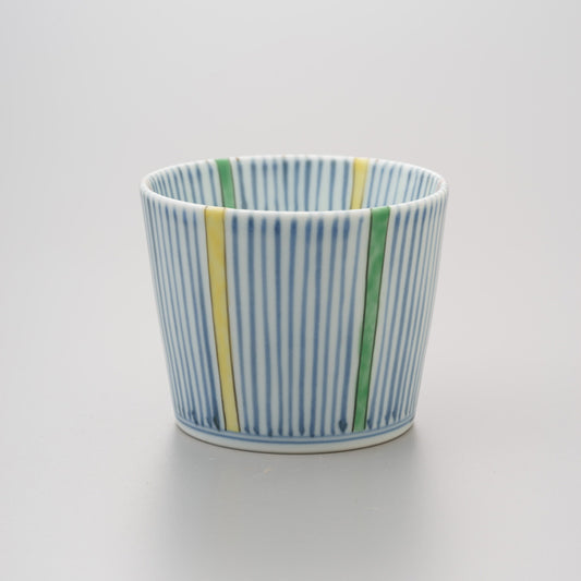 【渓山窯】染錦四色十草そば猪口