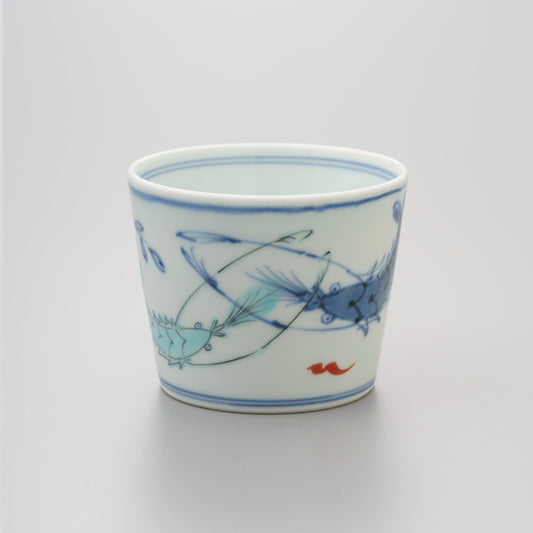 【渓山窯】染錦双海老そば猪口