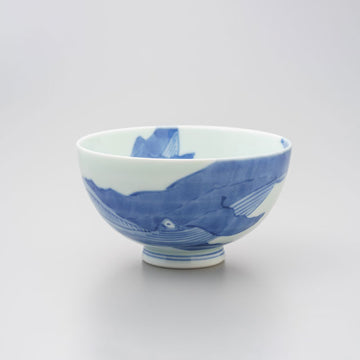 【渓山窯】染付ナガスくじら段入茶付　大