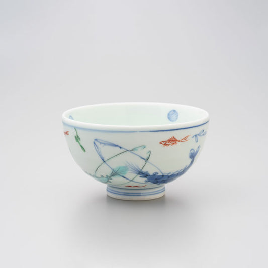 【渓山窯】染錦双海老段入茶付　中