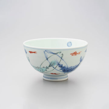 【渓山窯】染錦双海老段入茶付　大