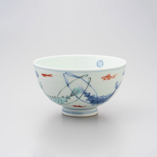 【渓山窯】染錦双海老段入茶付　大