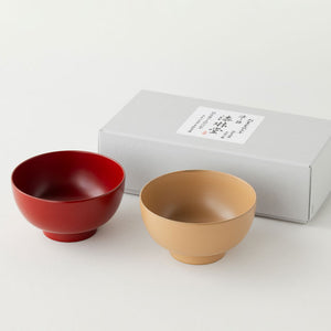 【漆琳堂】一乗椀ペアセット 朱・麻　4寸