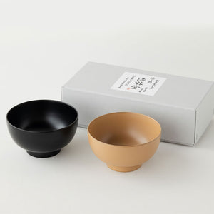 【漆琳堂】一乗椀ペアセット 黒・麻　4寸