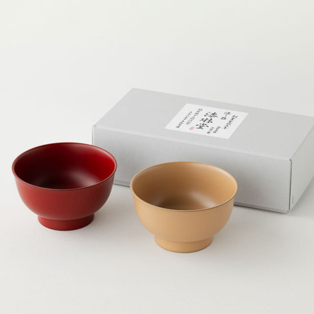 【漆琳堂】朝倉椀ペアセット 朱・麻　4寸