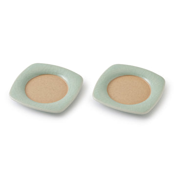 【鍋島虎仙窯】鍋島青瓷 貫入茶托　2個入