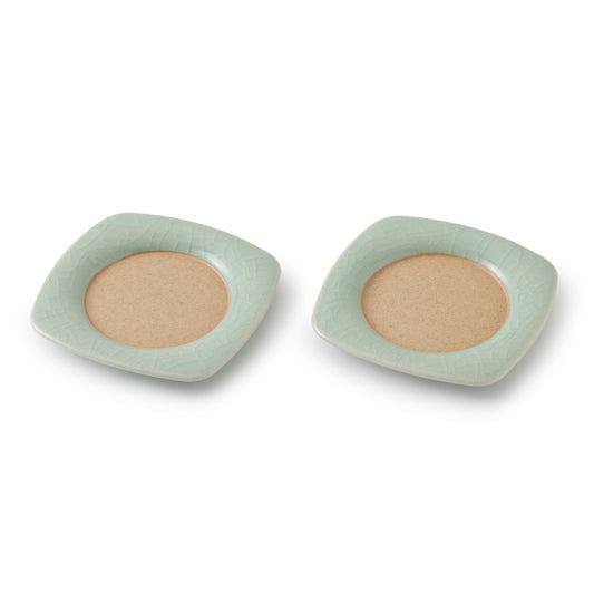 【鍋島虎仙窯】鍋島青瓷 貫入茶托　2個入