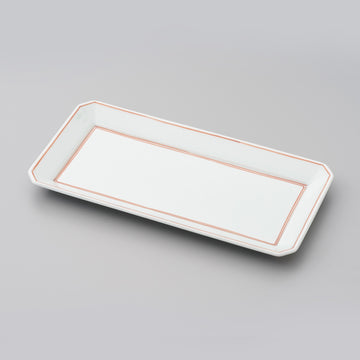 【渓山窯】赤渕線長角皿（中）