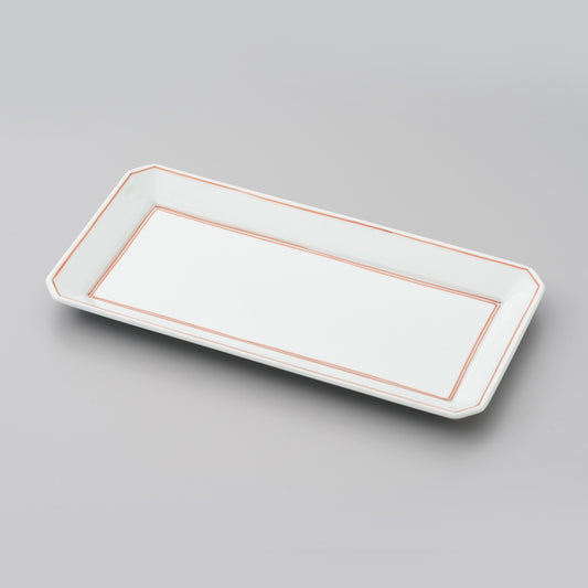 【渓山窯】赤渕線長角皿（中）