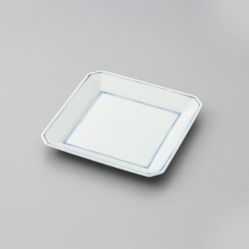 【渓山窯】染付渕線15㎝角皿