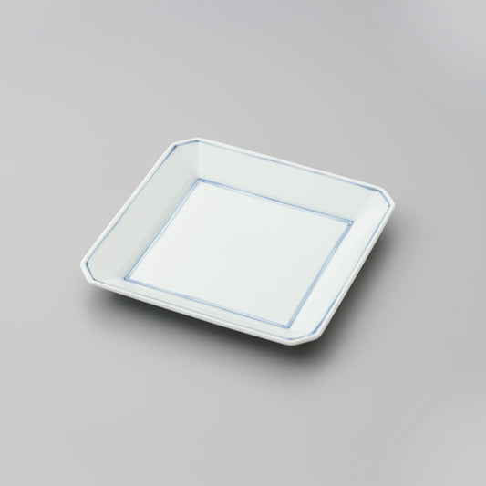 【渓山窯】染付渕線15㎝角皿