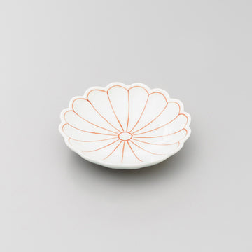 【渓山窯】赤絵菊割菊型3寸小皿