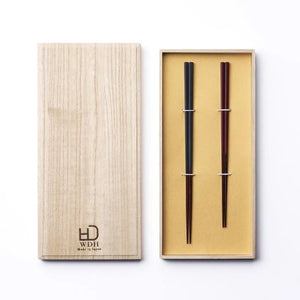 【WDH】ささめ箸 2膳セット 桐箱入り　黒・朱