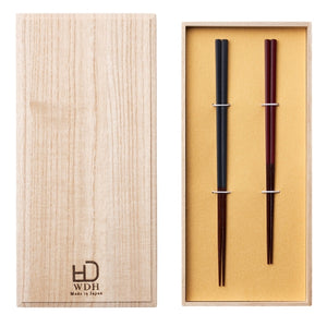 【WDH】ささめ箸 2膳セット 桐箱入り 黒・朱